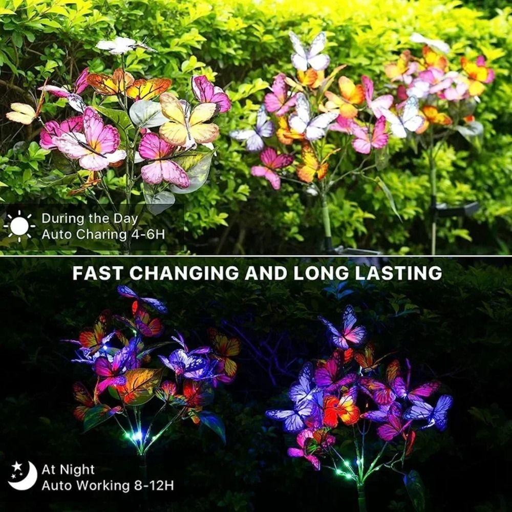 Waterproof Solar  Butterfly Lawn Light Simulation Flower Landscape Lawn Lamp  Outdoor