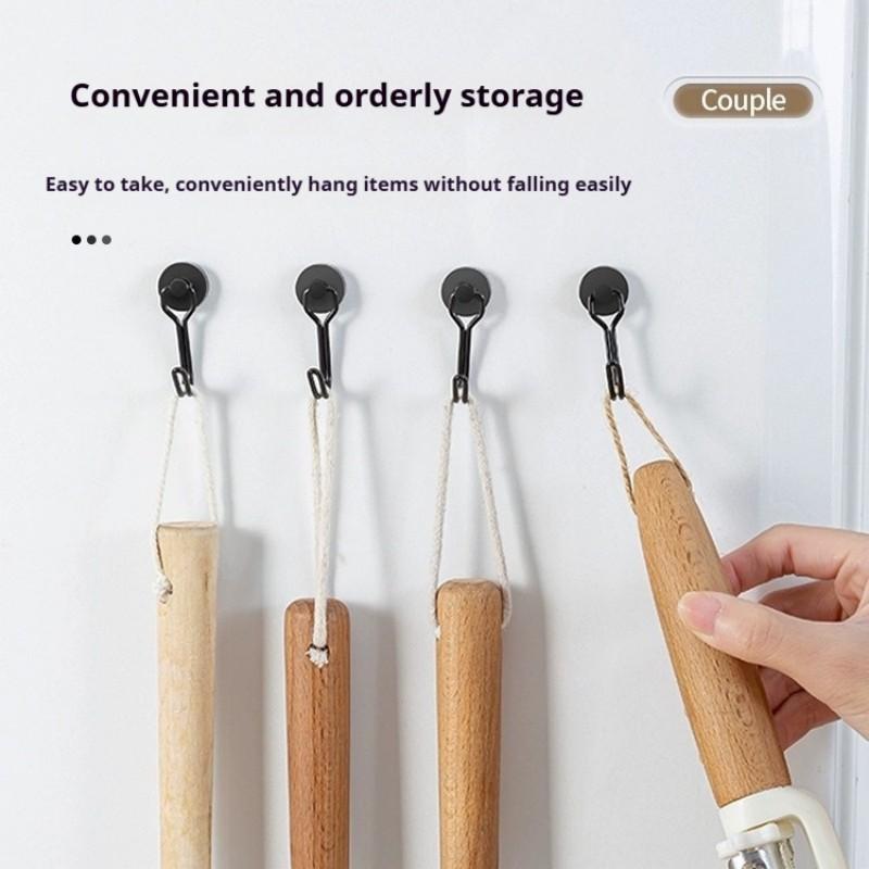 Neodymové magnetické háčky 5KG - 360° otočné věšáky bez vrtání na lednici/dveře, 4 ks vysoce odolný kuchyňský organizér (Černá bílá)