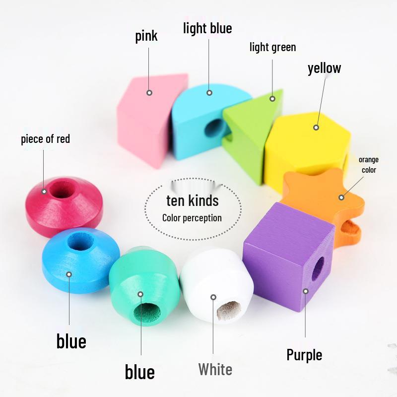 Wooden Toddler Beading Toy with Colorful Stacking Blocks