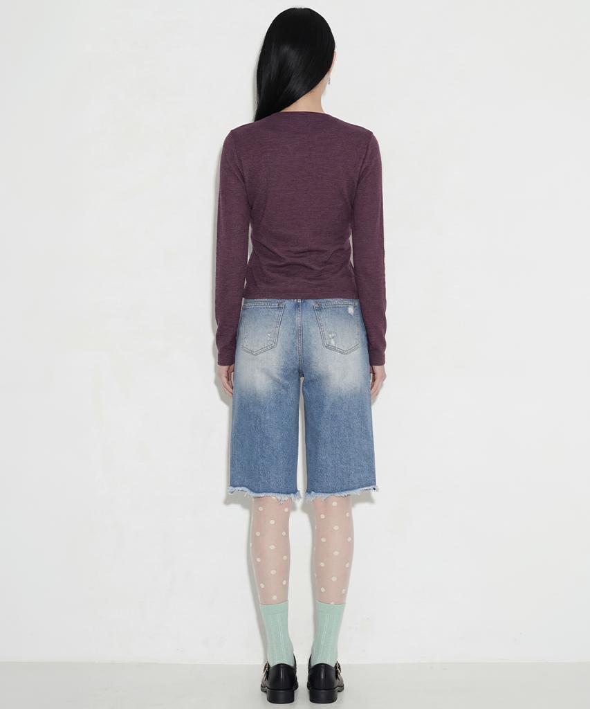 Setsetset Slim Striped Cardigan Dark Purple