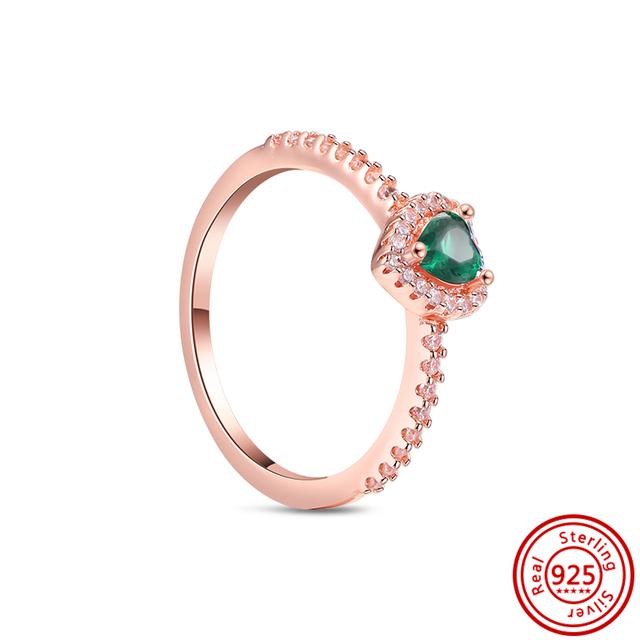 Authentic 100% 925 Sterling Silver Princess Regal Crown Heart Sparkling Zircon Luxury Circle Rings Women Wedding Jewelry
