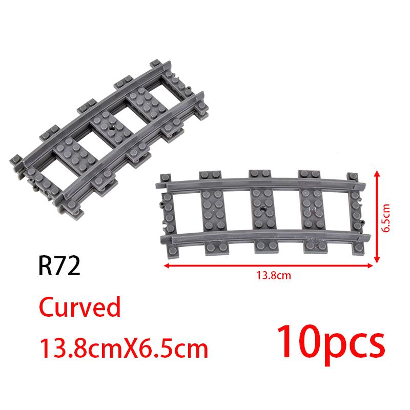 MOC City Block Switch Cross Forked Curved Rails Construction Brick Train Rail Curve Tracks R56 R72 R88 R104 Creative DIY Toy