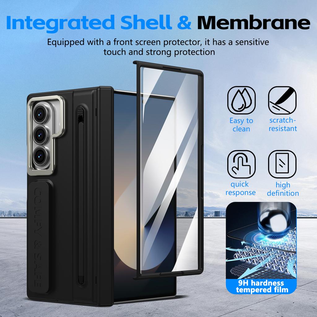 Applicable to Samsung ZFold7 Folding Mobile Phone Case Lens Holder 6/5 Wristband Case Film Integrated Stylus Case