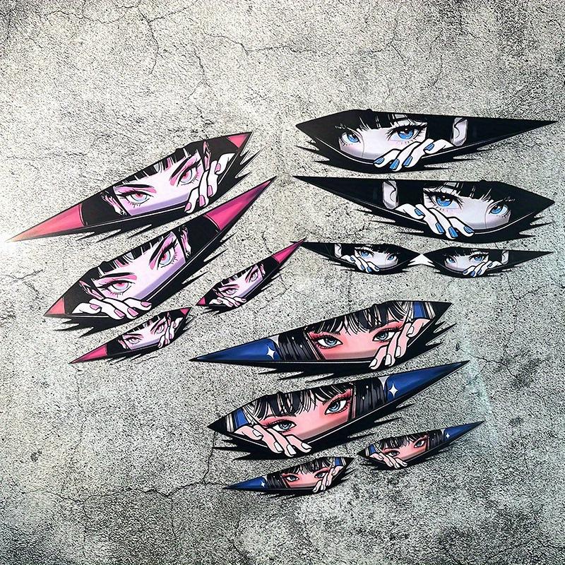 Pegatinas de anime para coche, 4 piezas, diseño de ojos de chica manga para vehículo y moto
