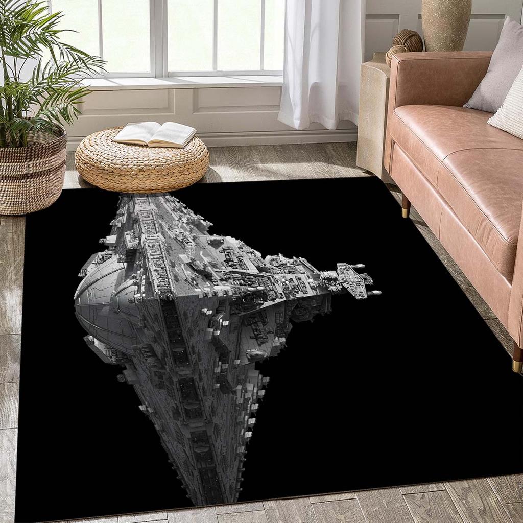 Space Ship Carpet for Living Room Vintage Galactic Space Star Ship Area Rug Soldier Large Non Slip Door Mat Bath Mats Home Decor