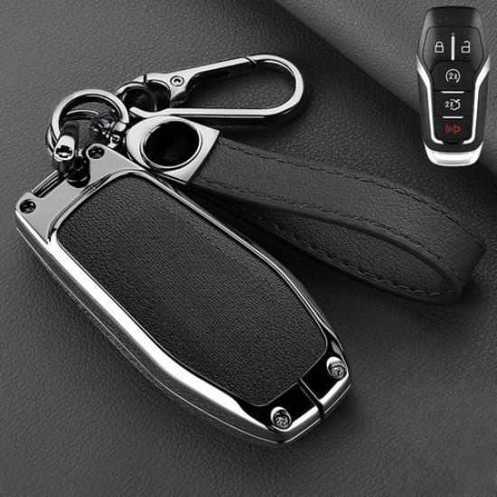 Zinc Alloy Leather Car Remote Smart Key Fob Case Cover For Lincoln MKX MKZ MKC