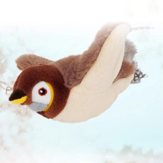 Flapping Wings Birds Cat Toy Interactive Flying Sparrow with Lifelike Chirping Sound Touch Activated Plush Birds Kitten Toy for Indoor Cats