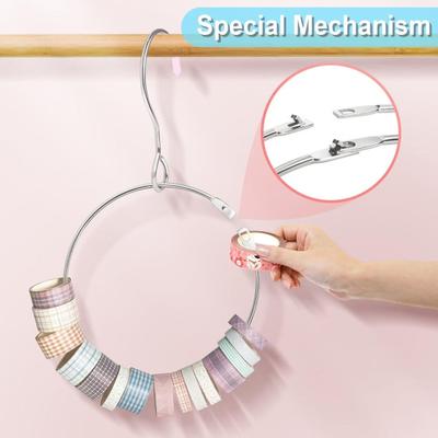 2 Piezas Organizadores de Almacenamiento de Cinta Washi Multiusos Fácil Colgante Anillo de Almacenamiento de Cinta Washi con Gancho Grande Organizador de Armario