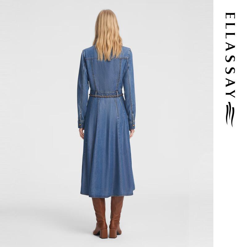 ELLASSAY Women's Lyocell Denim A-Line Midi Dress