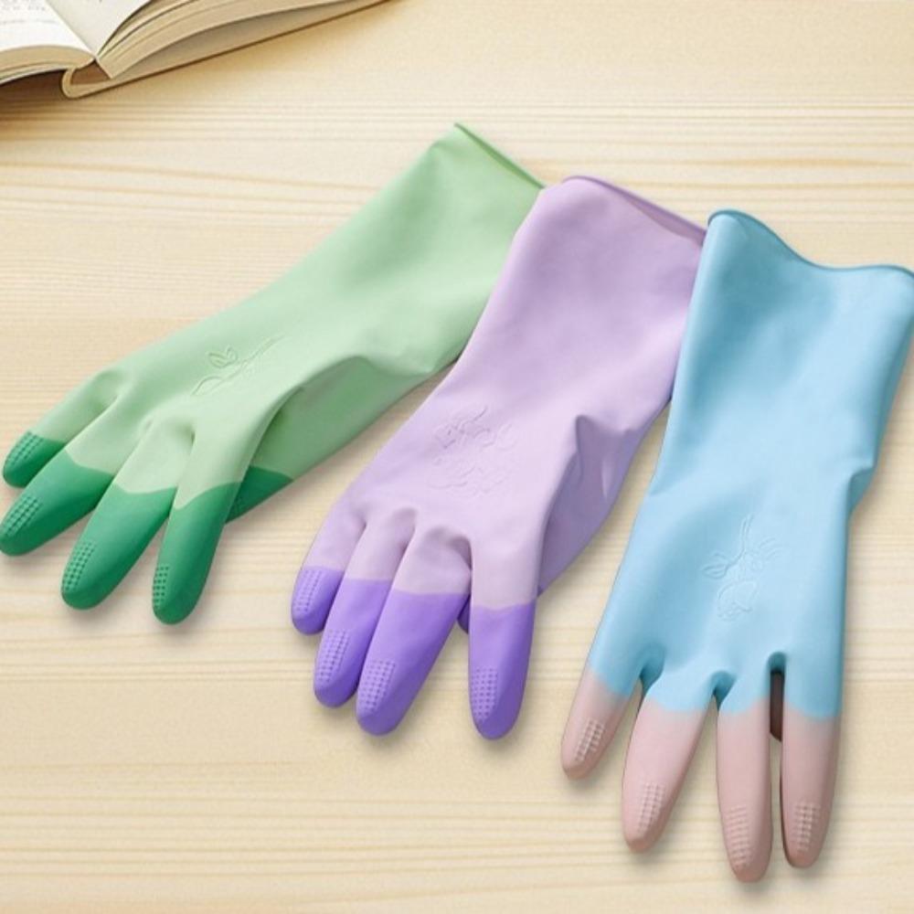 3Pairs/Set Thickened Dishwashing Gloves Oil Resistant Cleaning Gloves Laundry Gloves Car Washing