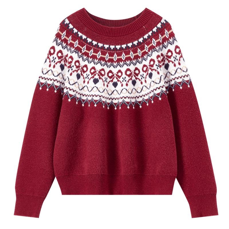 Women's Retro Fair Isle Jacquard Knit Sweater