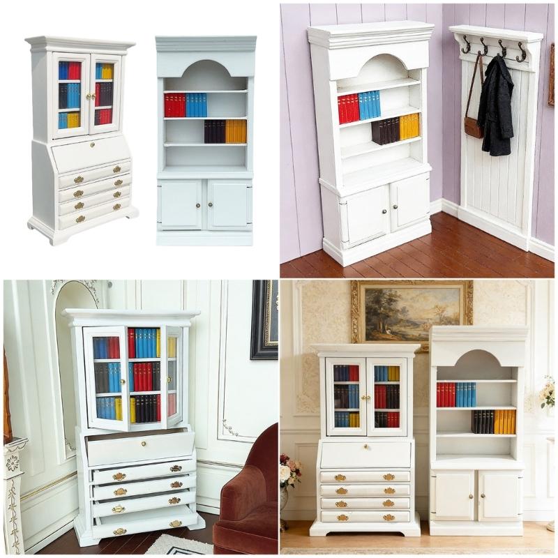 Bookcase Miniature Wooden Cabinet For Dollhouses Bedroom Living Room Decors DIY Craft Project Tiny House Furniture