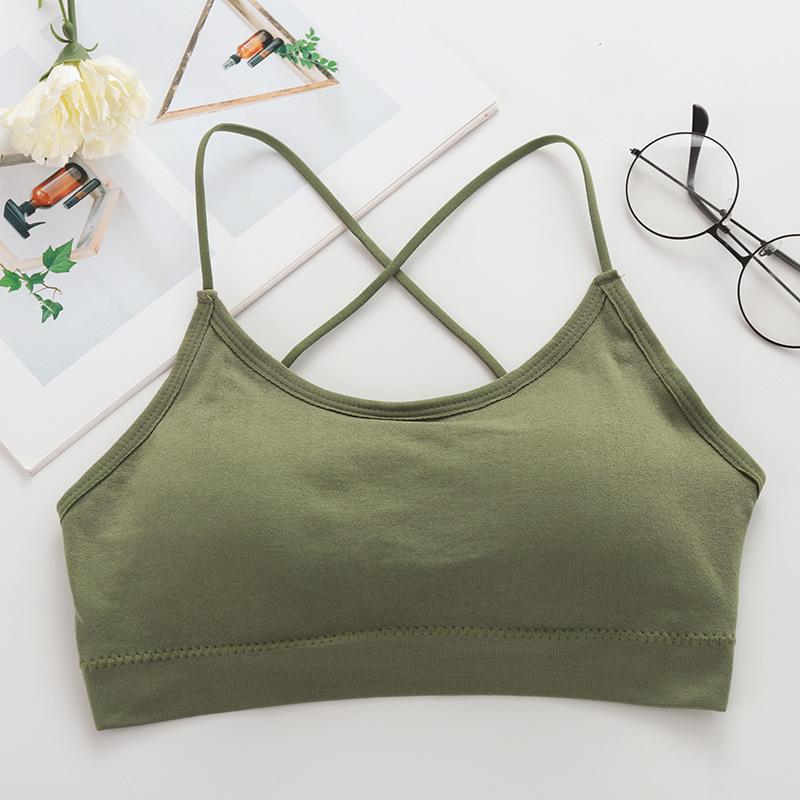 Sports Bra Women's Cross Shoulder Strap Sports Bra Yoga Navel Top Gym Fitness Tube Top Breathable Beauty Sexy Bra Back