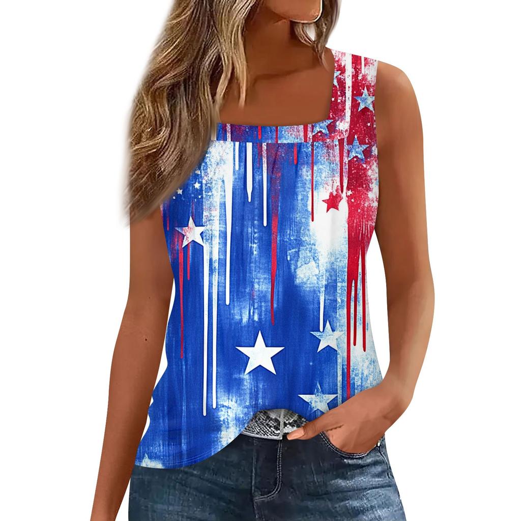 Dámský módní plisovaný top s potiskem a čtvercovým výstřihem