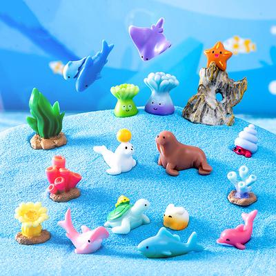 Mini Ocean Figurine Resin Ornaments Cute Marine Life Sea Animals Tiny Statue Aquarium Home Desktop Micro Landscape Decor