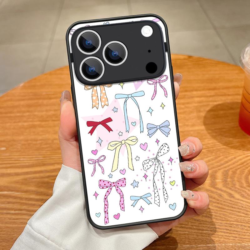 Translucent Matte Magnetic Phone Case For iPhone 17 16 15 Pro 14 13 Pro Max 16e 17e For Magsafe Bowknot Print Hard PC Back Cover