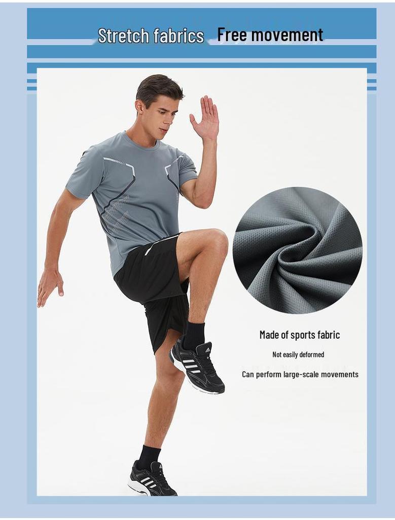 Men's Quick-Dry Breathable Summer Sports Set - Casual Running T-Shirt & Shorts