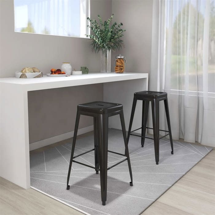 VidaXL Lot de 2 Tabourets de Bar Empilables, Repose-pieds de Bistrot, Chaises de Restaurant, Sièges de Cuisine Entrée Café, 248147