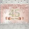 2D Luxury Rose Gold 45th Birthday Backdrop for Milestone Celebrations