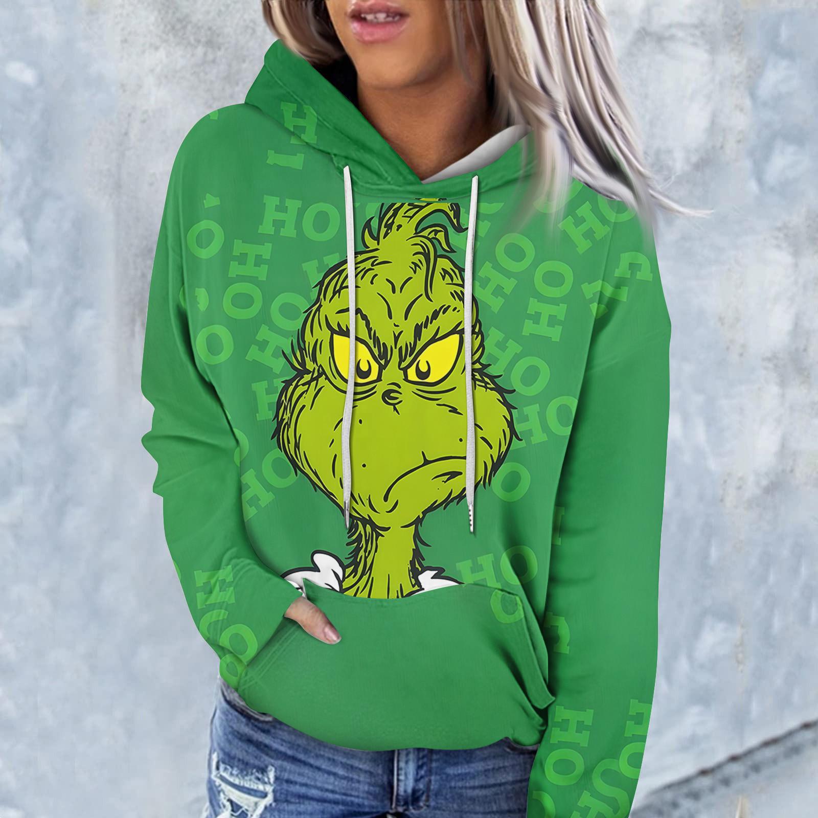 

Женская модная повседневная толстовка с длинным рукавом и рождественским принтом L