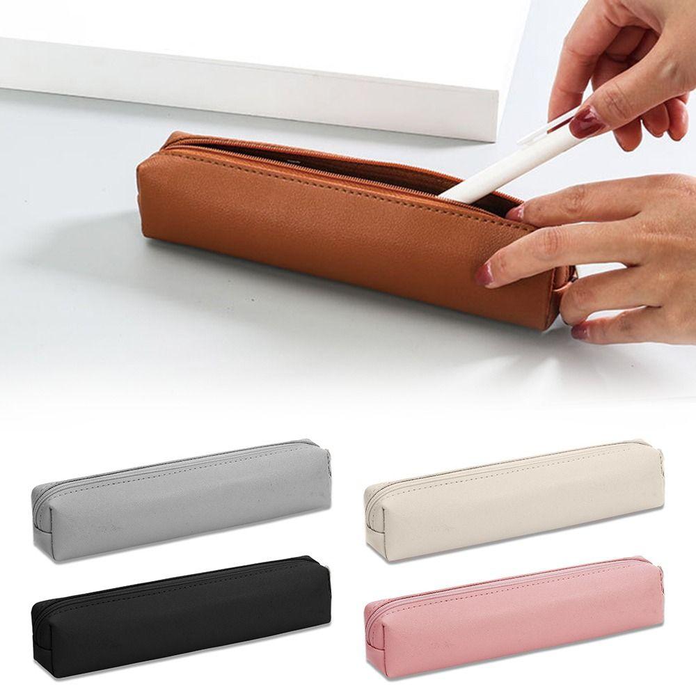 Large Capacity Pen Bag PU Leather Stationery Box Fashion Pencil Case