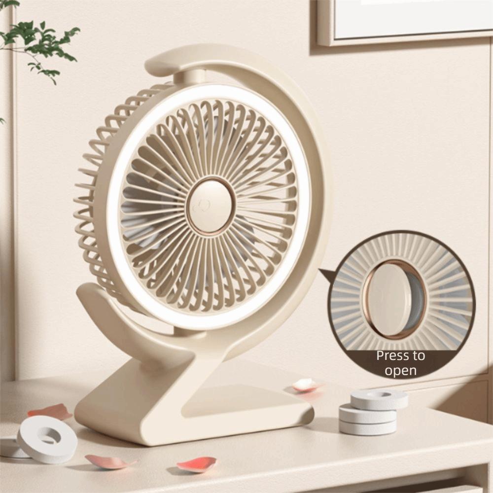 Crescent Shape Personal Air Circulator LED Light Table Cooling Fan Portable Fan  Home Office