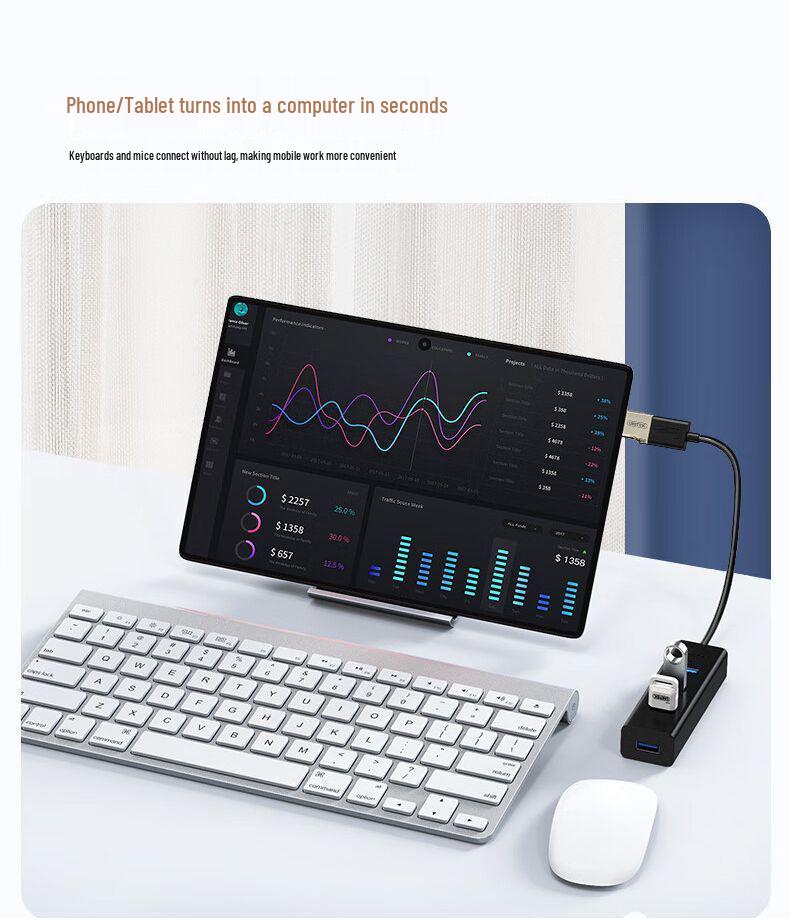 USB 4-Port Expansion Hub with Long Cable