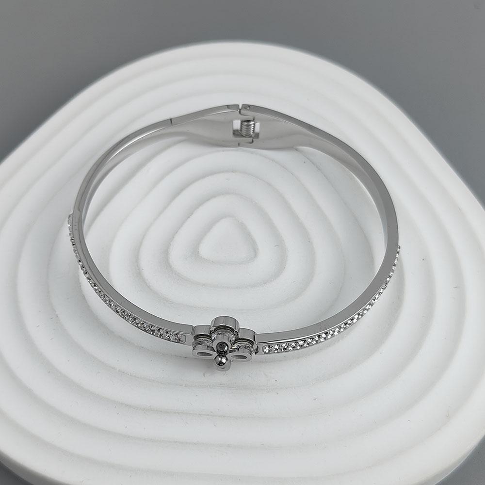 New Four-leaf Clover Zircon Gold-plated Stainless Steel Bracelet 18K, High Quality Waterproof Couple Bracelet, Wife Gift