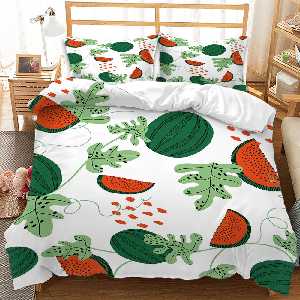 Summer Fruit Series Printed Bed Three-Piece 3D Digital Printing Kit
