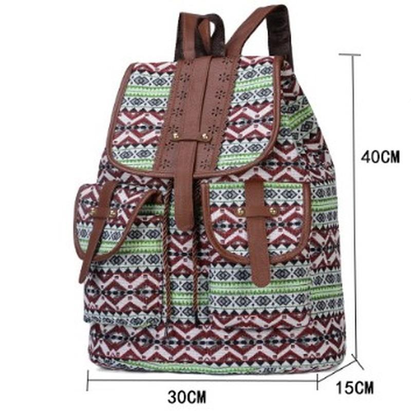 2023 Neuer Rucksack mit Ethno-Muster Canvas Damen-Tasche Mode Personalisierter Reisegurt Kleiner Rucksack Reise-Rucksack