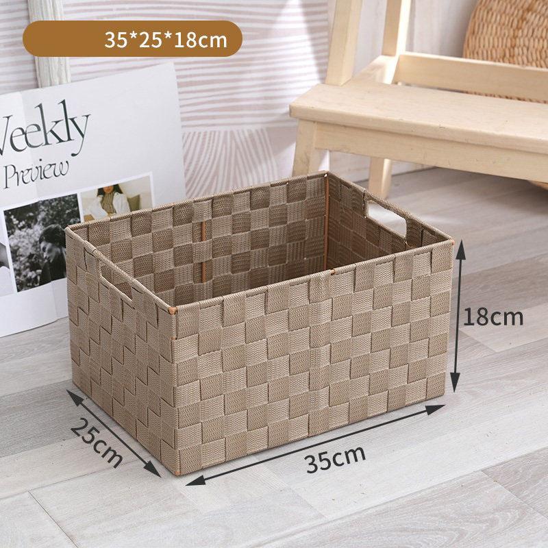 Woven Black Storage Baskets Shelf Tote Boxes Container with Built-in Handles for bedroom living room office kids room dressing room