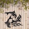 Metal Dolphin Wall Art Statue Black Abstract Mural Indoor Outdoor Decor Gift