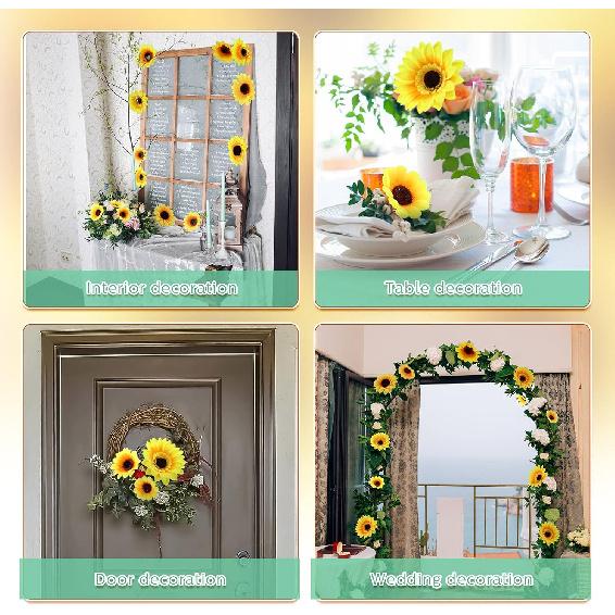 MTLEE 150 Pieces Fake Sunflower Artificial Silk Sunflower Heads Faux Flowers Decoration Yellow Floral Arrangements for Craft Home Party Wedding