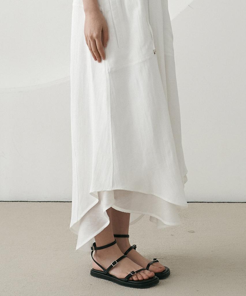 Dijainowol White See-Through Layered String Long Dress