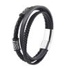 Men's Handmade Leather Bracelet with Cowhide Rope & Alloy Magnetic Buckle