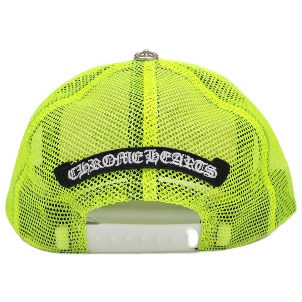 CHROME HEARTS [Excellent Condition] 040-055243 3 Cemetery Cross Patch Trucker Cap Hat 53-60 Neon yellowUsed