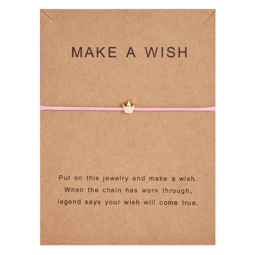 Make a Wish Crown Five-stars Cross Heart Woven Paper Card Bracelet Adjustable Lucky Red String Bracelets Femme Jewelry