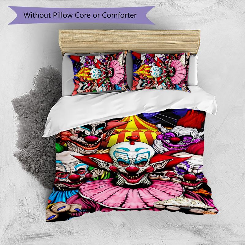 Horror Clown Circus 3pcs Bedding Set Duvet Cover Closure Includes 1 Duvet Cover & 2 Pillowcases for All Seasons Bedroom Home Dorm Decor