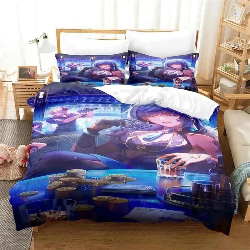 

Anime Game Yelan Genshin Impact Bedding Sets Exquisite Bed Supplies Set Duvet Cover Bed Comforter Set Luxury Birthday Gift 70x133cm 2pcs