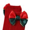2 Paar Kinderweihnachtssocken, mittelhohe Socken mit Schleifendekoration für Kleinkinder, Mädchen, Jungen, 0-4 Jahre