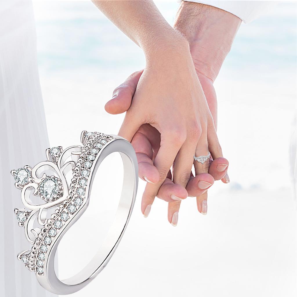 Women's Zircon Crown Ring Elegant Design Adjustable Band Fashion Jewelry for Daily Wear and Special Occasions