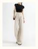 Women's High-Waisted Wide-Leg Linen Pants - Summer 2026 Collection, Loose Fit, Tencel Cotton Blend, Floor-Length
