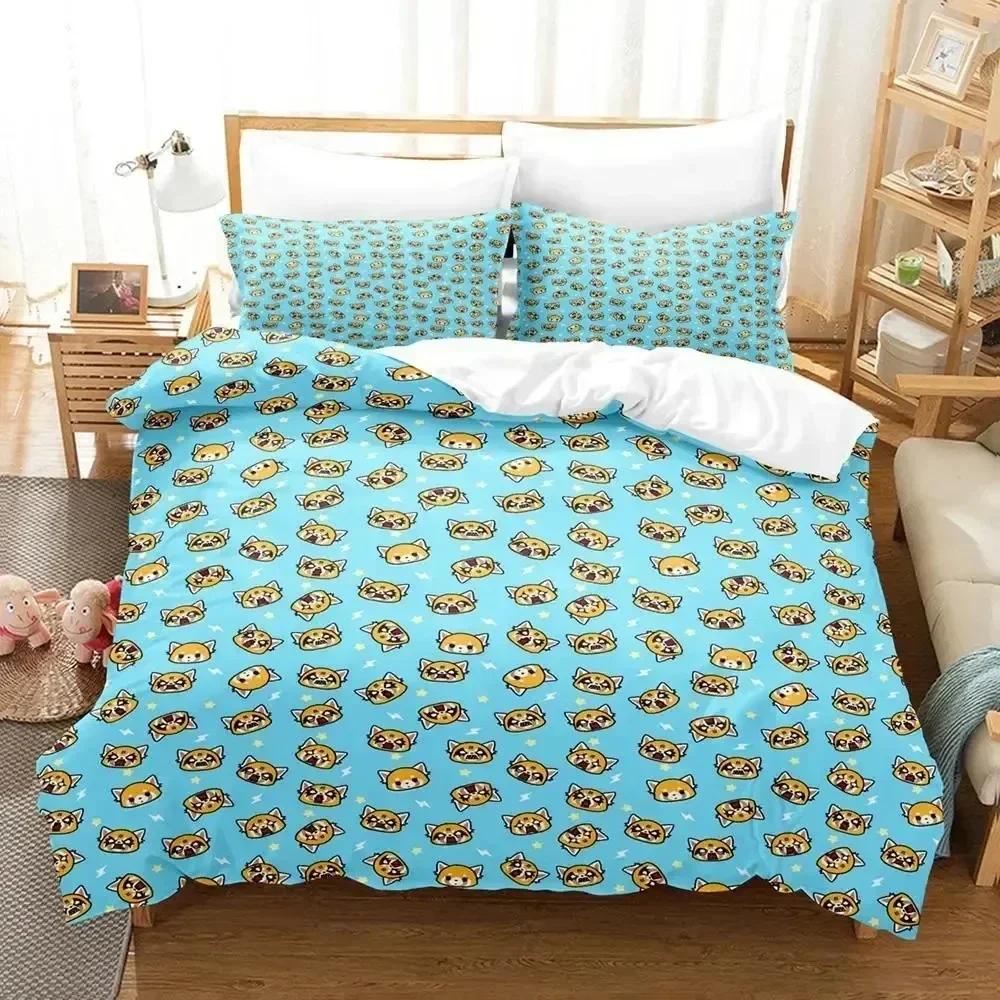 Anime Aggretsukos Bedding Set Printed Bed Set With Pillowcase Bed Duvet Cover Soft Queen King Size Bedclothes Home Customizable
