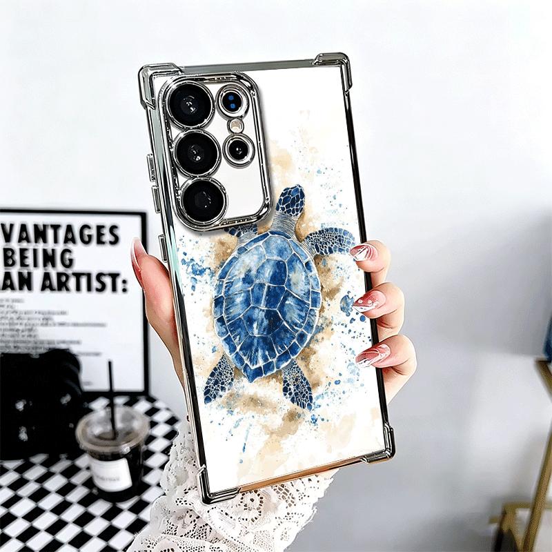 

Sea Turtle Art Aesthetics Soft Phone Case For Samsung Galaxy S26 Ultra S25 Edge S24 FE S23 Plus S22 S21 + S20 Plating Anti-Fall Samsung S26 Edge