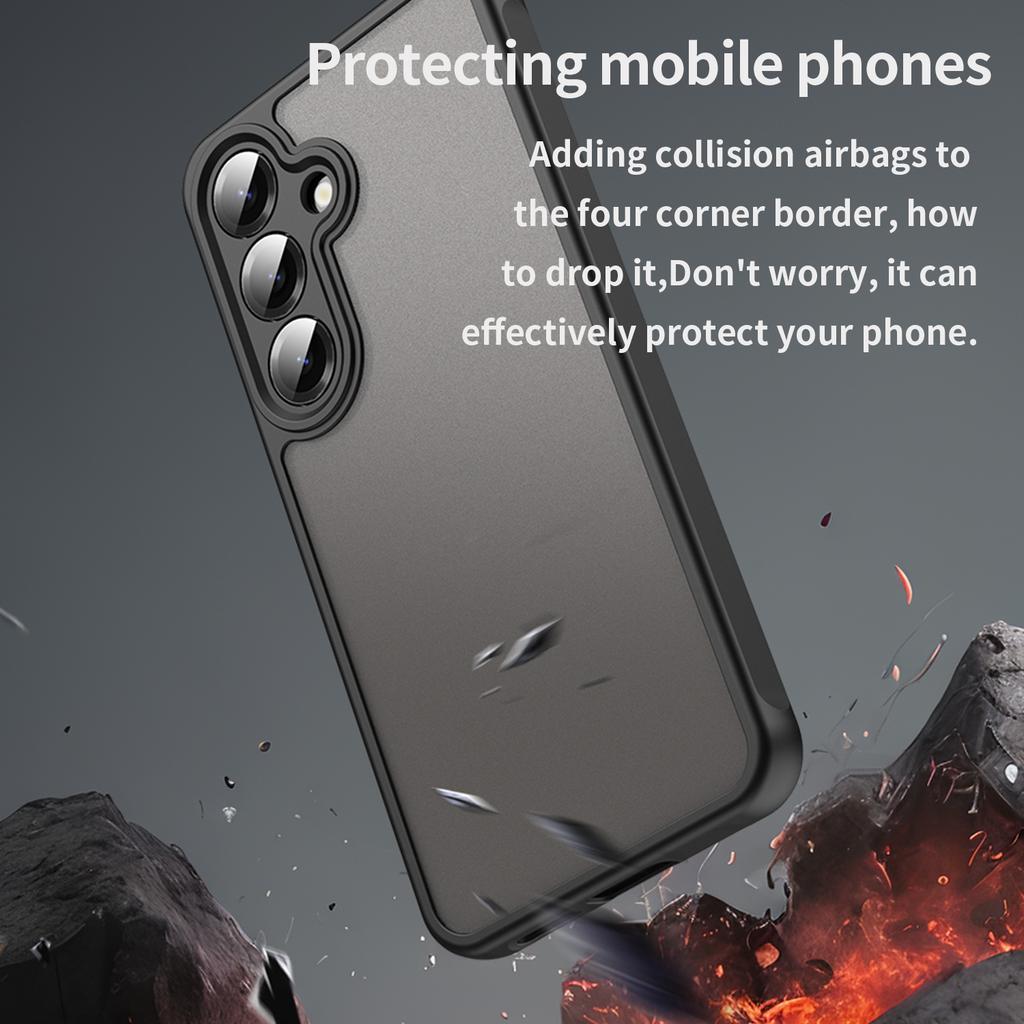 For Samsung Galaxy S24 Case with Screen Film WANLONFENG FD Series Skin Touch TPU PC Phone Back Cover