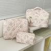 Fashion New Pink Flower Women Cosmetic Bags Handbag Travel Organizer Cosmetic Makeup Storage Pouch Portable Zipper Tote Bag