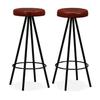 Tabourets de bar - VIDAXL - Cuir véritable et acier - Lot de 2 - Style industriel