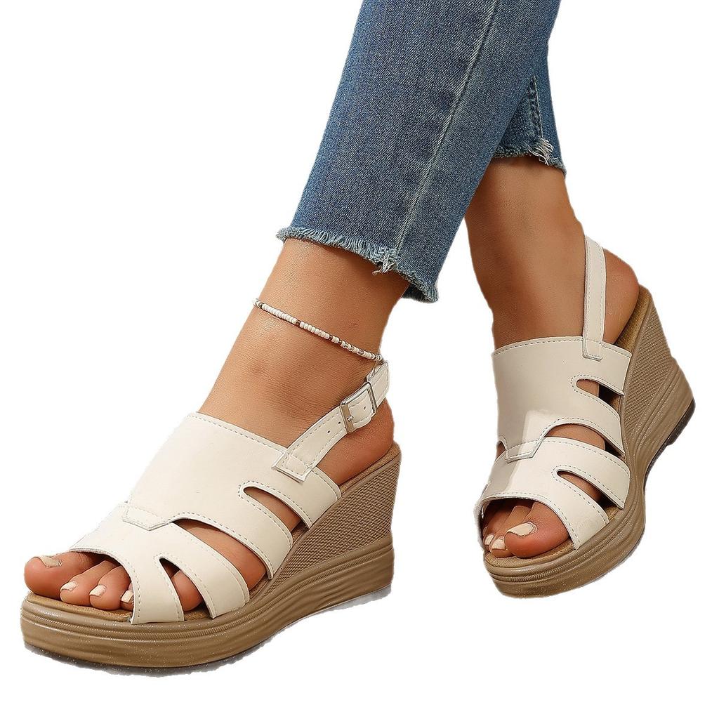 Sandales Plateforme Tailleuse à Bout Ouvert - Chaussures Épaisses Style Nouveau