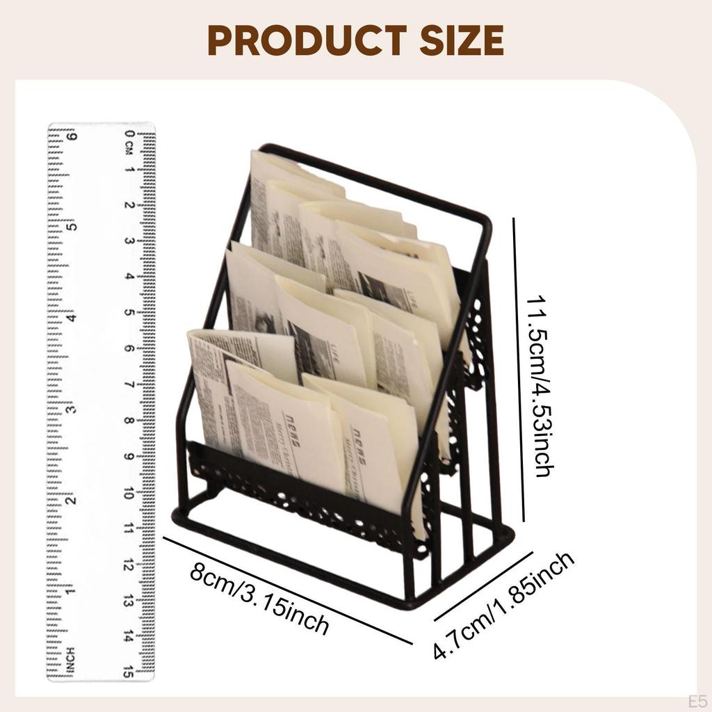 1 :12 Scale Dollhouse Magazine Display Stand Decoration Miniature Newspaper Organizer for