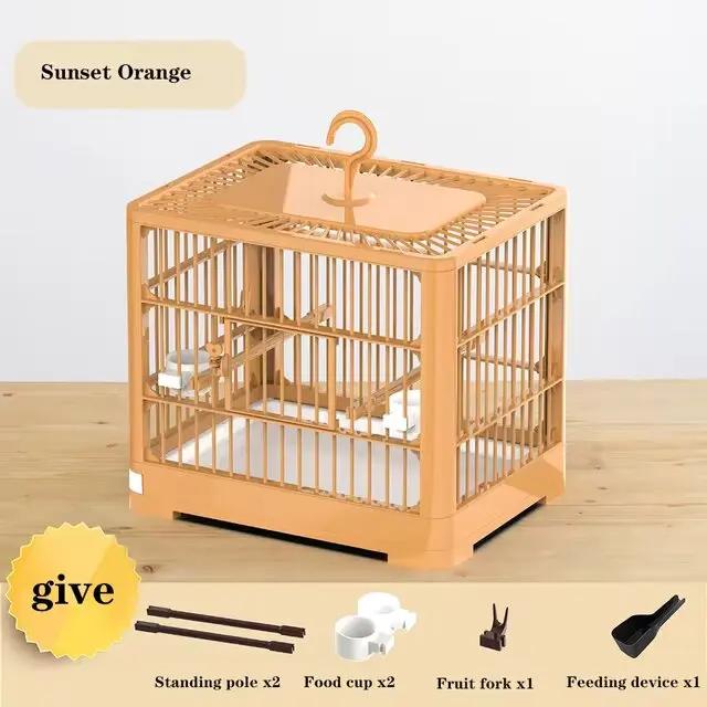 

Переносной контейнер для птиц, переноска для птиц, клетка для птиц с ручкой, большая дышащая складная клетка для птиц, набор аксессуаров для птиц оранжевый